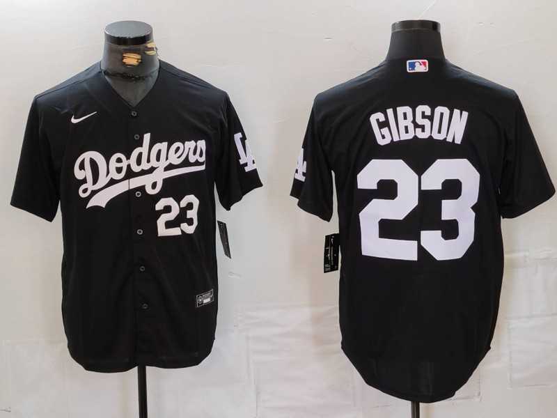 Men%27s Los Angeles Dodgers #23 Kirk Gibson Number Black Cool Base Stitched Jerseys->los angeles dodgers->MLB Jersey